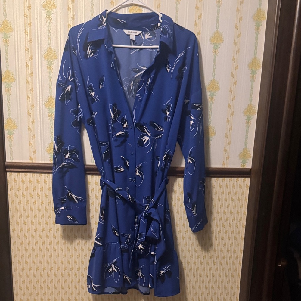Blue and White Patterned Dress